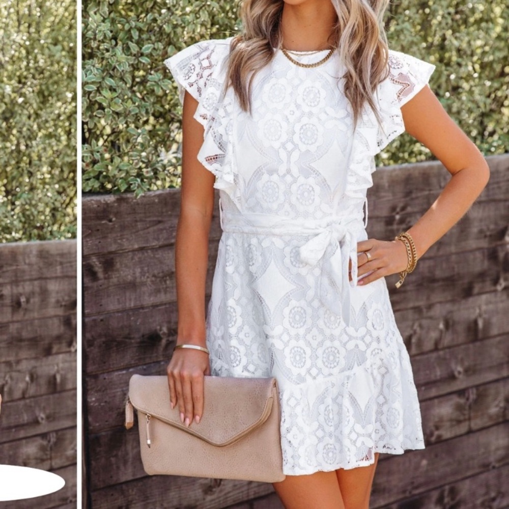VICI collection - satisfaction white lace ruffle dress (bride/bridal)